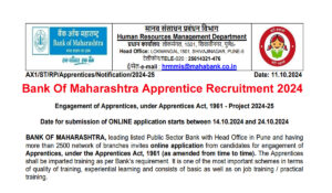 Bank Of Maharashtra Apprentice Recruitment 2024