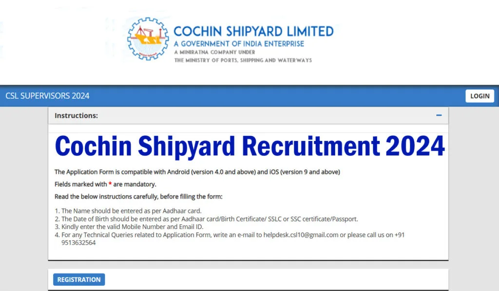 Cochin Shipyard Recruitment 2024