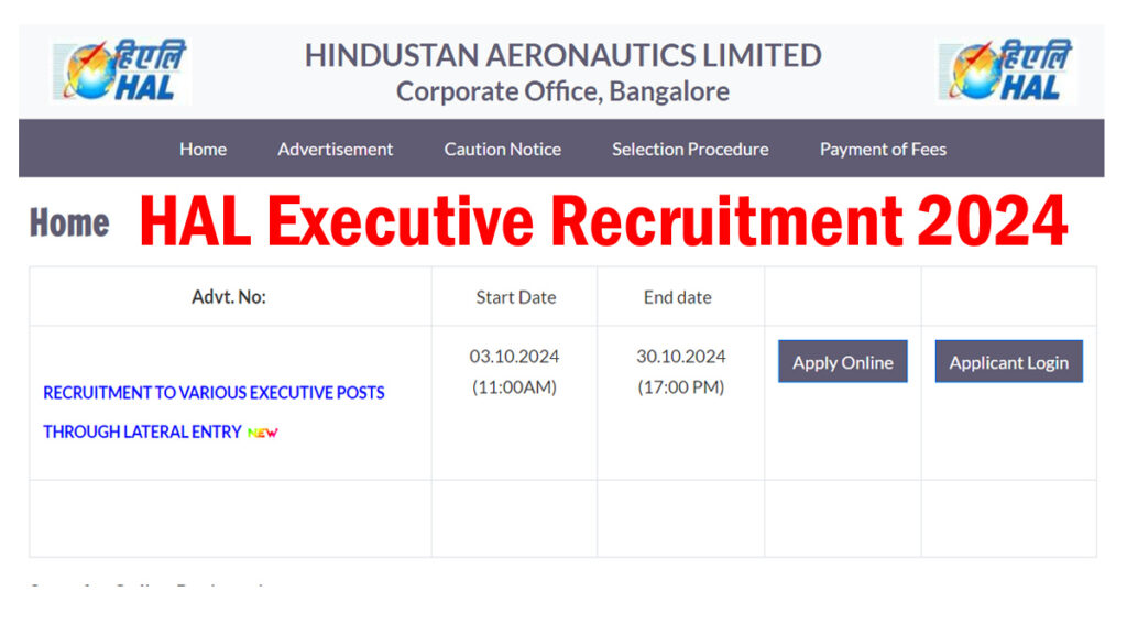 HAL Executive Recruitment 2024