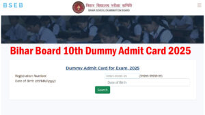 Bihar Board 10th Dummy Admit Card 2025