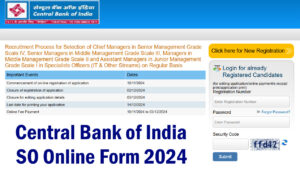 Central Bank of India SO Recruitment 2024