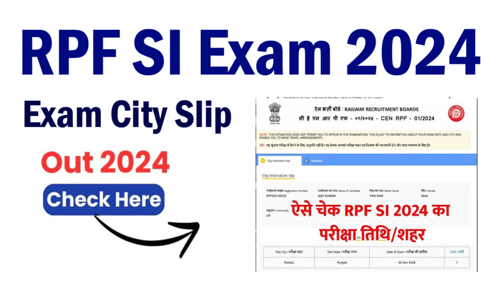 RPF SI City Intimation Slip 2024