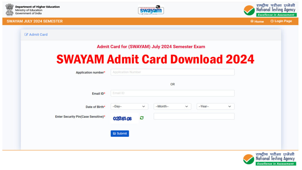 SWAYAM Admit Card 2024