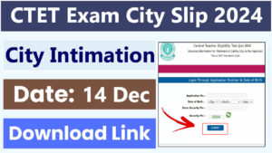 CTET Exam City Slip 2024