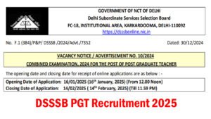 DSSSB PGT Recruitment 2025