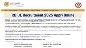 RBI JE Recruitment 2025