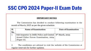 SSC CPO 2024 Paper-II Exam Date