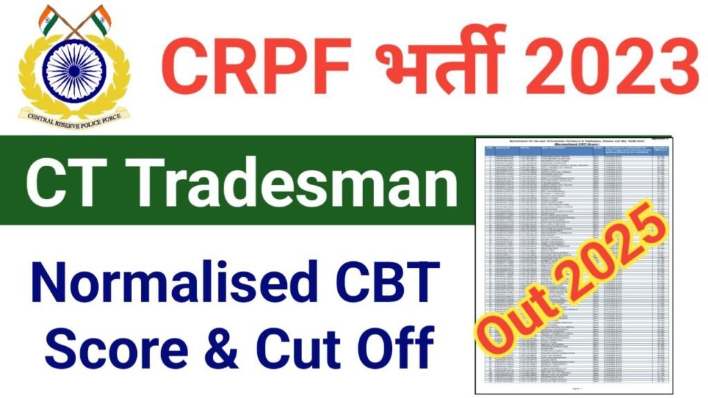 CRPF Tradesman 2023 CBT Score And Cut Off 2025