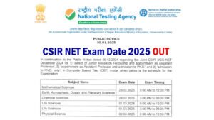 CSIR NET Exam Date 2025