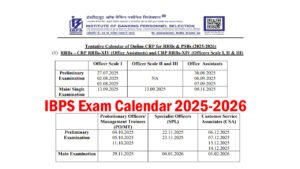 IBPS Exam Calendar 2025-2026