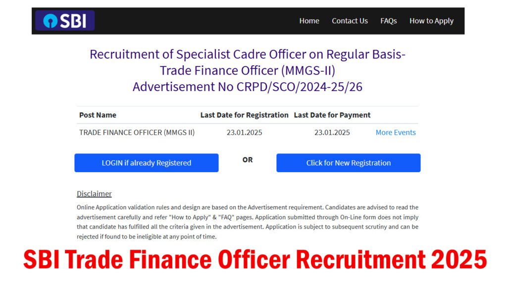 SBI Trade Finance Officer Recruitment 2025