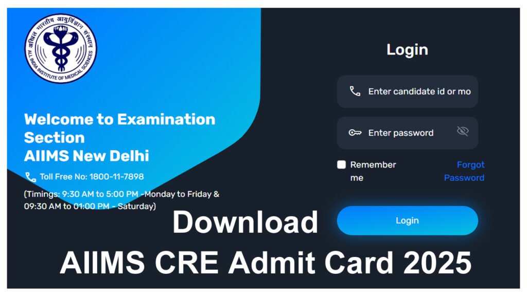 AIIMS CRE Admit Card 2025