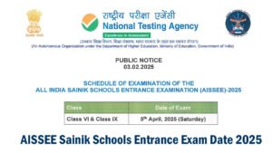 AISSEE Sainik Schools Entrance Exam Date 2025