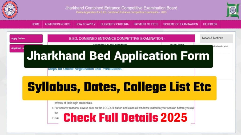 Jharkhand B.Ed Admission Form 2025