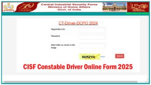 CISF Constable Driver Online Form 2025