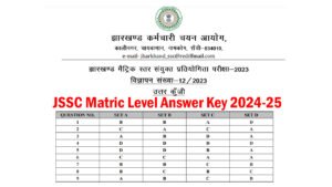 JSSC Matric Level Answer Key 2024-25