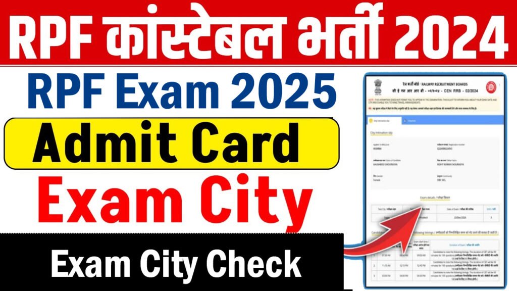 RPF Constable Exam City Intimation Slip 2025