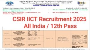 CSIR IICT Junior Secretariat Assistant Recruitment 2025