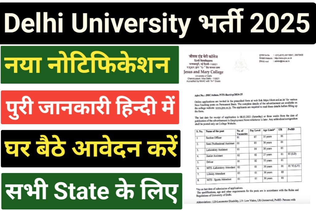 JMC DU Non Teaching Recruitment 2025