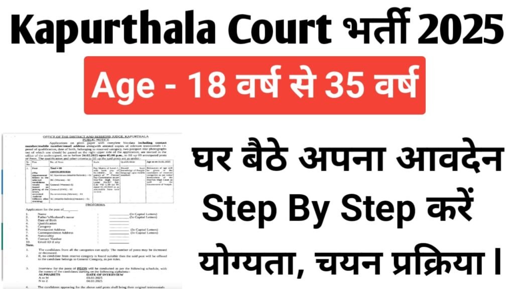 Kapurthala Court Peon Recruitment 2025