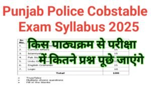 Punjab Police Constable Exam Syllabus 2025