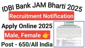 IDBI Bank Junior Assistant Manager Online Form 2025