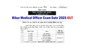 BTSC Bihar Medical Officer Exam Date 2025