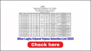 Bihar Laghu Udyami Yojana Selection List 2025