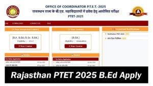 Rajasthan PTET Online Form 2025