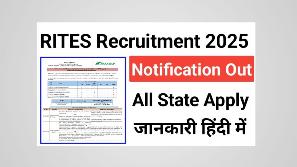 RITES JE Team Leader Recruitment 2025