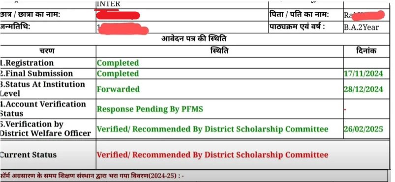 UP Scholarship Status