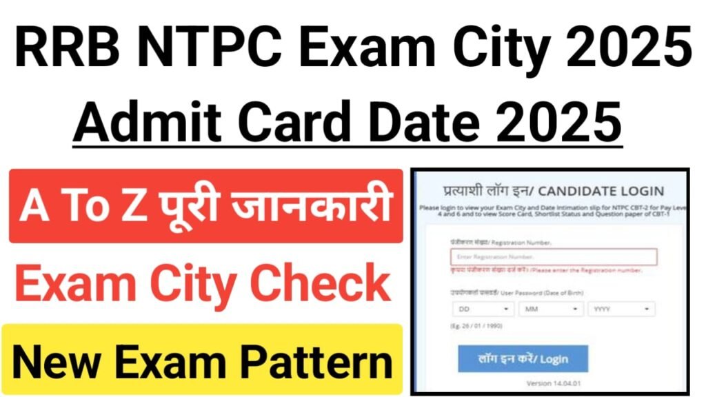 RRB NTPC Exam City Check 2025