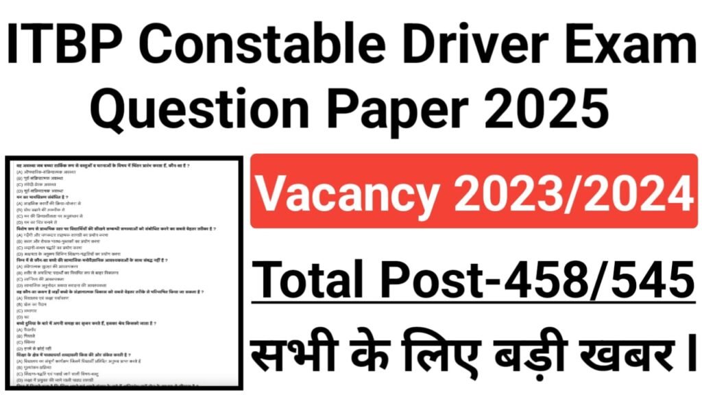 ITBP Constable Driver Exam Question Paper 2025