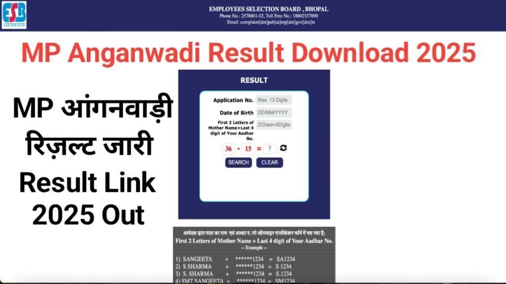 MP Anganwadi Supervisor Result 2025