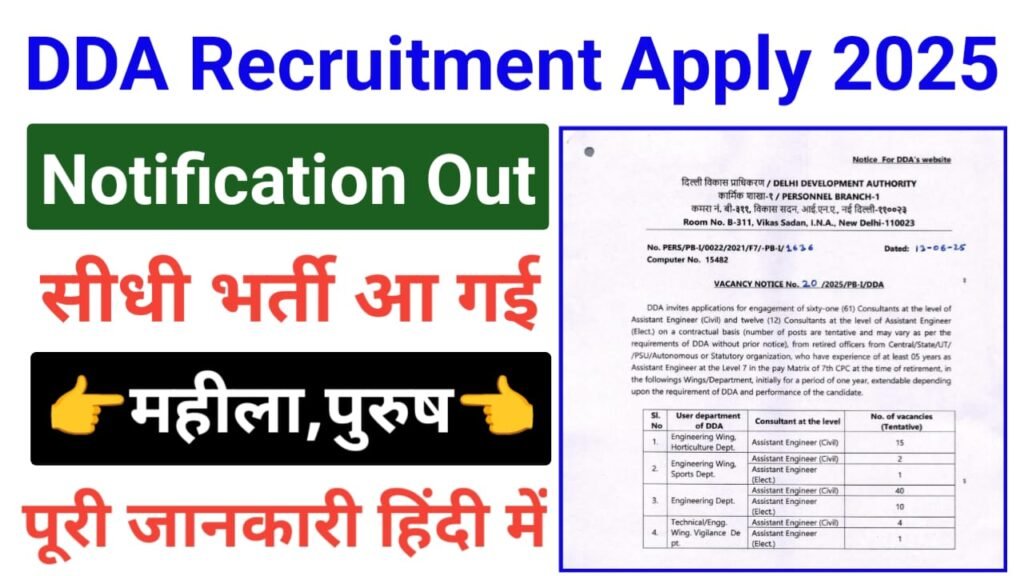 Delhi Development Authority Consultant Bharti 2025
