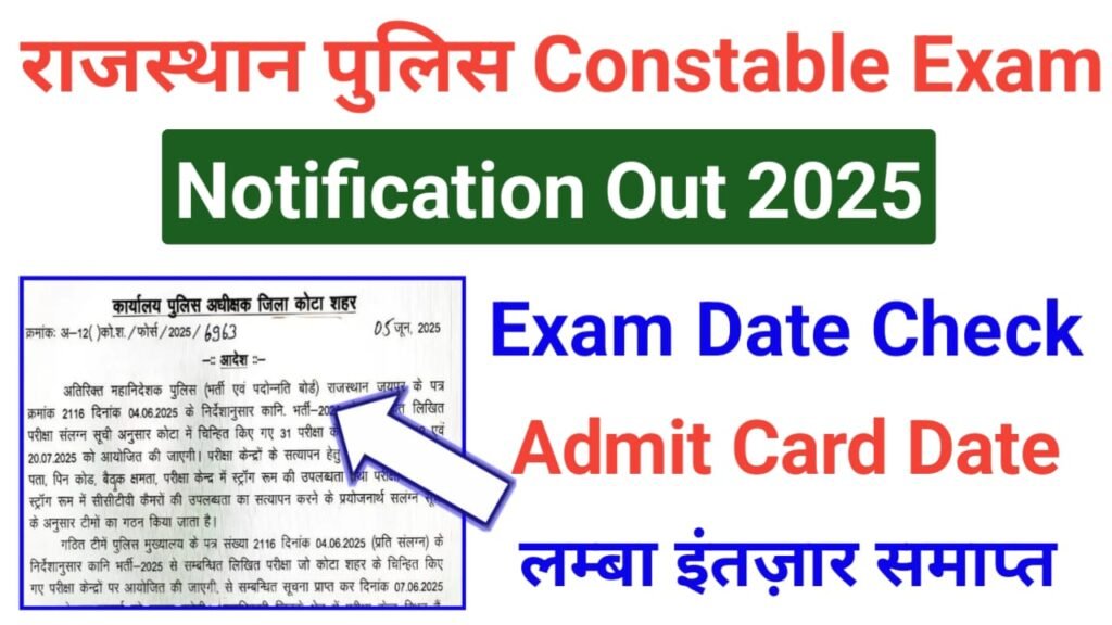 Rajasthan Police Constable Exam Date 2025